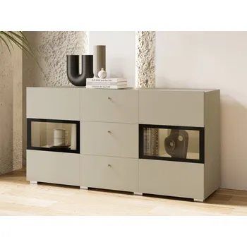 Komoda Komoda BAROS světle béžová/černá bez osvětlení LED