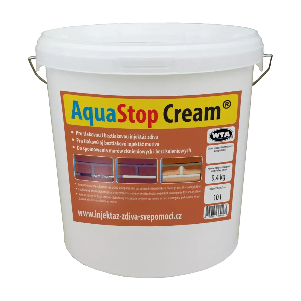 AquaStop Cream 10l - Injektážní krém pro sanaci zdiva krémovou injektáží proti vlhkosti
