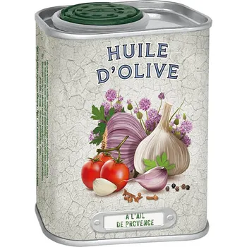 Rostlinný olej Esprit Provence Olivový olej s česnekem Objem: 75 ml Extra panenský olivový olej v plechové dóze
