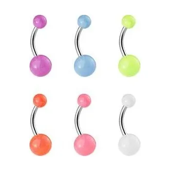 Piercing BA01082-O Svítící piercing do pupíku - banánek - oranžová