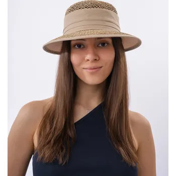 Kšiltovka Slaměný klobouk - kšiltovka proti slunci - Seeberger - mořská tráva s béžovou stuhou Velikost: 55 cm (S)
