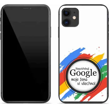 Pouzdro na mobilní telefon Gelový kryt mmCase na iPhone 11 - žena ví všechno bílé pozadí