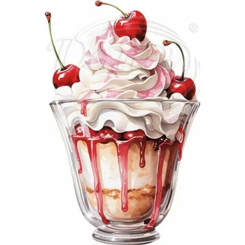 Textilní nažehlovací páska Dante Nažehlovačka Zmrzlinový pohár třešně - 8 x 12 cm