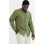 Magic Linen Pánská lněná košile PERUGIA v mono zeleném ginghamovém vzoru Velikost: XXL