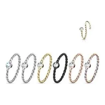 Piercing N0130-C Piercing do nosu - kruh se zirkonem - ocelová/čirý zirkon