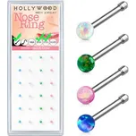 N0000-28 Sada 24 piercingů do nosu, 2,5mm opál, tl. 0,8 mm