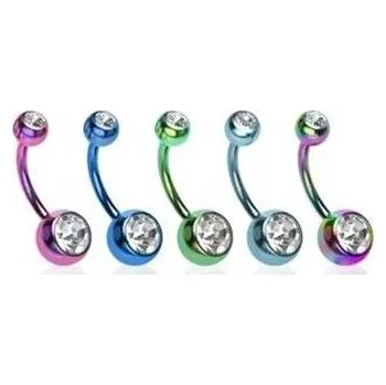 Piercing BS01034-CA Piercing do pupíku - banánek - čirá/tmavě fialová