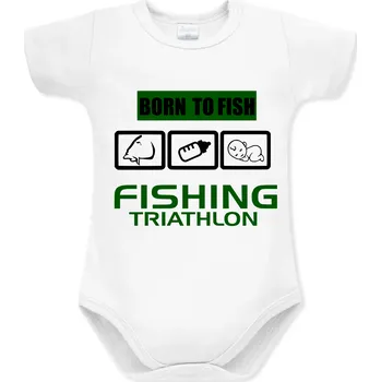 Kojenecký body Sportcarp Dětské body Fishing Triathlon zelené Velikost: 50 - 56 / 0 - 2 měsíce