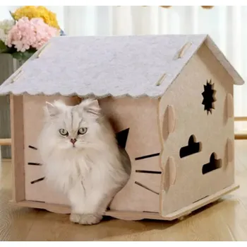 Pelíšek pro kočku KSTL Plstěný domeček pro kočky a domácí mazlíčky 46 x 43 x 44 cm