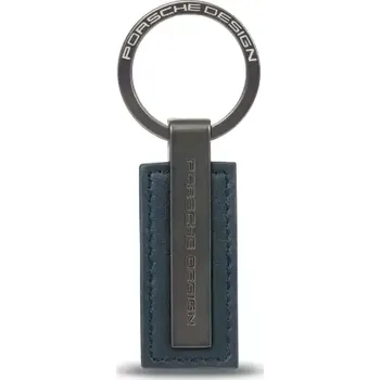 PORSCHE DESIGN Keyring Metal Klíčenka kov kůže tmavě modrá (Gravírované logo)