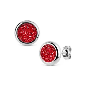 Náušnice NB318 Ocelové náušnice DRUZY Red