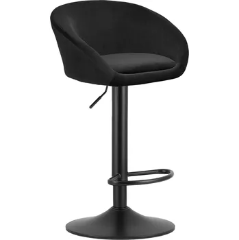 Barová židle Sametová barová židle EAST - černá (černá noha)