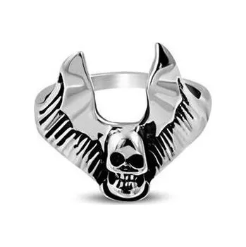 Prsten OPR1289-60 Ocelový prsten - okřídlená lebka OPR1289