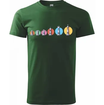 Pánské tričko Šachy v řadě barevné - Triko extra velké (5-8XL) - 7XL ( Lahvově zelená )