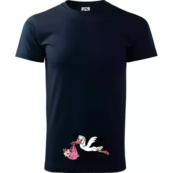 Pánské tričko Čáp a miminko - holka (Hana-creative) - Triko extra velké (5-8XL) - 8XL ( Námořní modrá (velmi tmavá - téměř černá) )