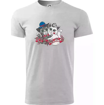 Pánské tričko Kočky v objetí (Pecka design) - Triko extra velké (5-8XL) - 5XL ( Světlešedý Melír )