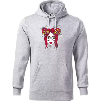 Pánská mikina Magická červenovláska (Pecka design) - Mikina pánská Cape s kapucí - 5XL ( Světlešedý Melír )