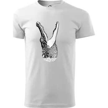 Pánské tričko Krokodýl kreslený (Pecka design) - Triko extra velké (5-8XL) - 8XL ( Bílá )