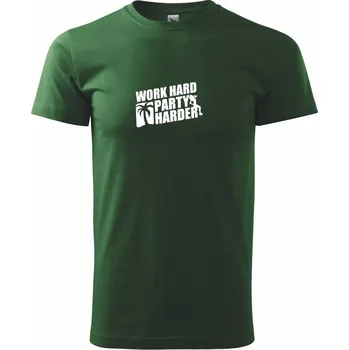 Pánské tričko Work hard, party harder - Triko extra velké (5-8XL) - 7XL ( Lahvově zelená )