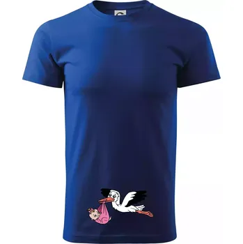 Pánské tričko Čáp a miminko - holka (Hana-creative) - Triko extra velké (5-8XL) - 8XL ( Královská modrá )