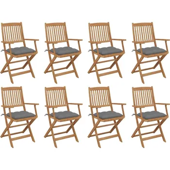Skládací venkovní židle s poduškami 8 ks masivní akáciové dřevo Šedá 3075101