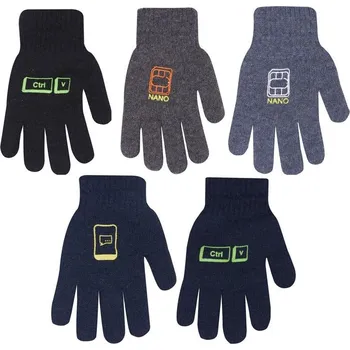 Módní doplněk Chlapecké prstové rukavice s vlnou ABS RK0201B, vel.20 KLUK 20 Mix barev