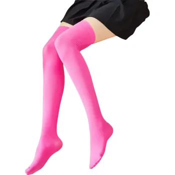 Dámské ponožky Dámské těsné pružné nadkolenky Elastické vysoké podkolenky Elegantní nad kolena Pohodlné dlouhé ponožky Stylový doplněk outfitu růžová