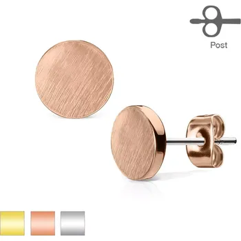 Náušnice Puzetové ocelové náušnice, plochý kruh, matný hladký povrch - Barva: Měděná