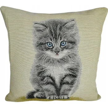 Povlak na polštářek Gobelínový povlak na polštář 42x42 Šedá kočka Dekorativní Italský