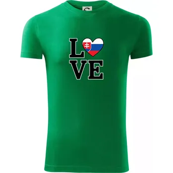 Pánské tričko Love Slovenská vlajka - Viper FIT - Pánské zůžené tričko - S ( Středně zelená )