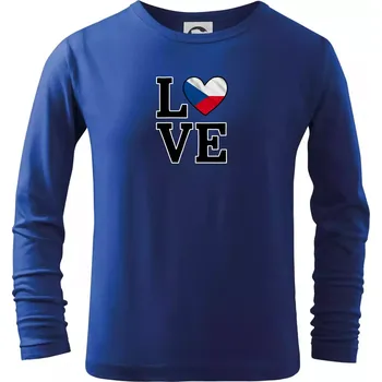 Chlapecké tričko Love Česká vlajka - Triko dětské Long Sleeve - 158 cm/12 let ( Královská modrá )