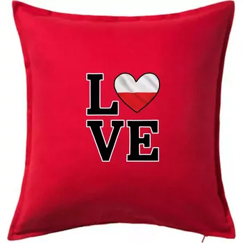 Polštář Love Polská vlajka - Polštář 50x50 - 50x50 - Pouze potah ( Červená )