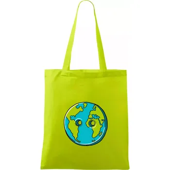 Planeta země knoflík (Pecka design) - Taška bavlněná - 42 x 38 cm ( Limetková )