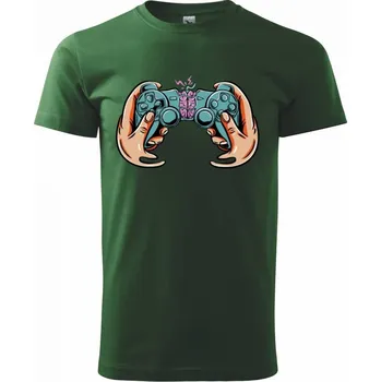 Gamer - mozek v gamepadu - Triko extra velké (5-8XL) - 8XL ( Lahvově zelená )