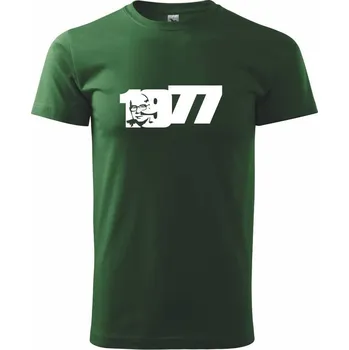 Pánské tričko Husákovo dítě - 1977 - Triko extra velké (5-8XL) - 8XL ( Lahvově zelená )