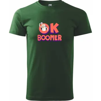 Pánské tričko Ok boomer děda - Triko extra velké (5-8XL) - 7XL ( Lahvově zelená )