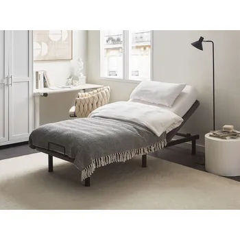 Postel Polohovatelný elektrický rošt rám postele šedý železo a polyester 90 x 200 cm malé jednolůžko dálkové ovládání 4 výšky nohou Beliani