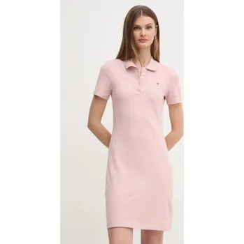 Dámské šaty Šaty Tommy Hilfiger růžová barva, mini, WW0WW43228 03X, vel. M