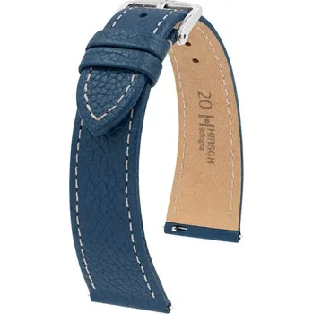 Řemínek na hodinky Řemínek Hirsch Bologna - modrý - 19 mm - L – Standardní délka (doporučujeme) - 16 mm - Stříbrná + 5 let záruka a dárek ZDARMA