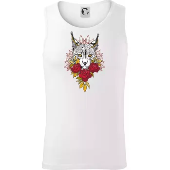 Pánské termoprádlo Rys s červenými růžemi (Pecka design) - Tílko pánské Core - XL ( Bílá )