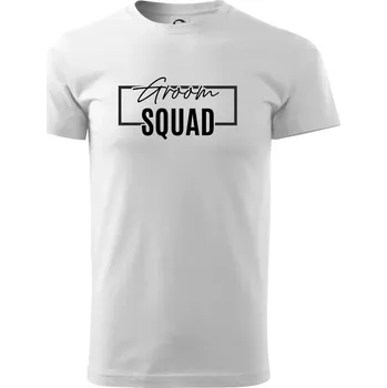 Pánské tričko Trika na rozlučku ve čtverci - Groom Squad - Triko extra velké (5-8XL) - 8XL ( Bílá )