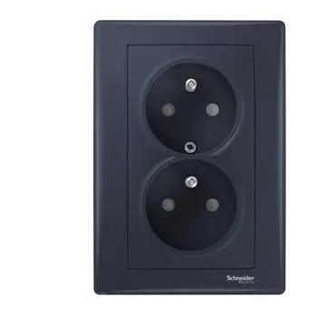 Elektrická zásuvka Schneider Electric Sedna SDN2800570 dvojzásuvka 2x2P+PE 250VAC 16A clonky, grafit