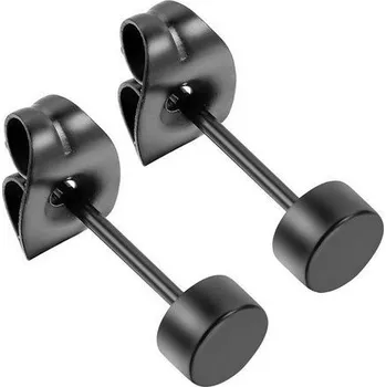 Náušnice Černé ocelové náušnice placičky 3 mm