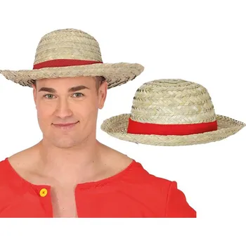 Klobouk SLÁMĚNÝ KLOBOUK s Červenou Stuhou Letní Aloha Léto Havaj Dovolená