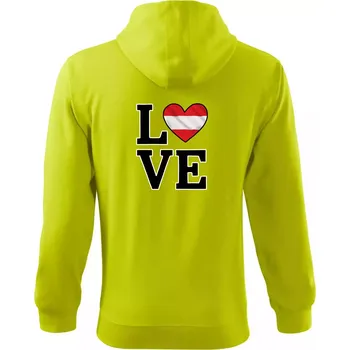 Pánská mikina Love Rakouská vlajka - Mikina s kapucí na zip trendy zipper - 3XL ( Limetková )