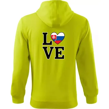 Pánská móda Love Slovenská vlajka - Mikina s kapucí na zip trendy zipper - 2XL ( Limetková )