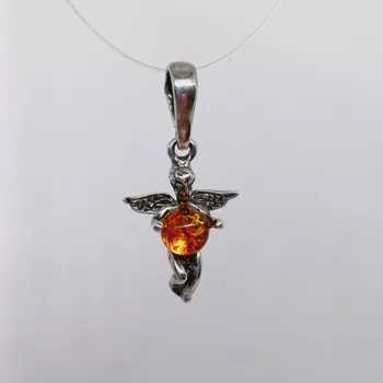 Přívěsek Přívěsek Stříbrná víla s jantarovou kuličkou (přívěsek)
