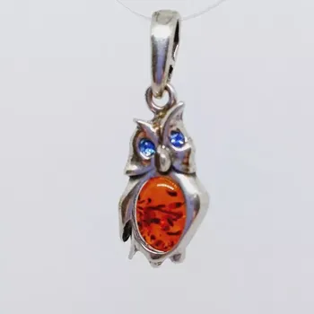 Přívěsek Přívěsek Sovička malinká s jantarovým bříškem (přívěsek)