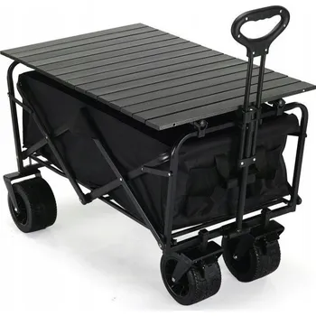 Zahradní vozík TERÉNNÍ PLÁŽOVÝ VOZÍK Skládací na Nákupy, Transport, s Deskami, Nosnost 200 kg, Kola 10 cm