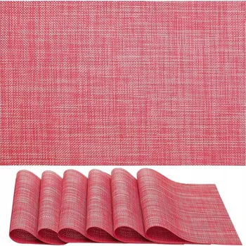 prostírání Protiskluzové prostírání na stůl pod talíře červené 30 x 45 cm, 6 kusů